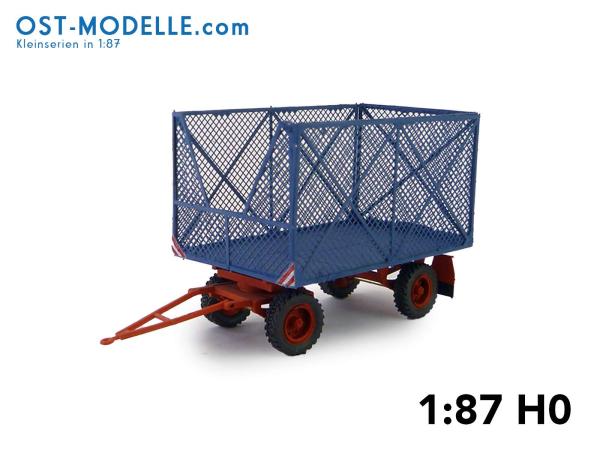 Strohanhänger mit geätzten Aufbau Variante lll Gitterstruktur (X) und Maschendrahtnetz – blau rot